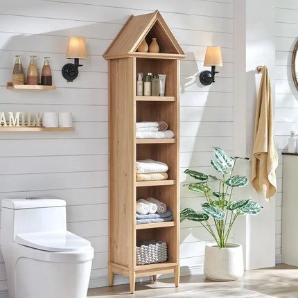 FurnitureZ l  75.9" Tall Farmhouse Bookcase for Living Room, Bedroom, Home Office, Children