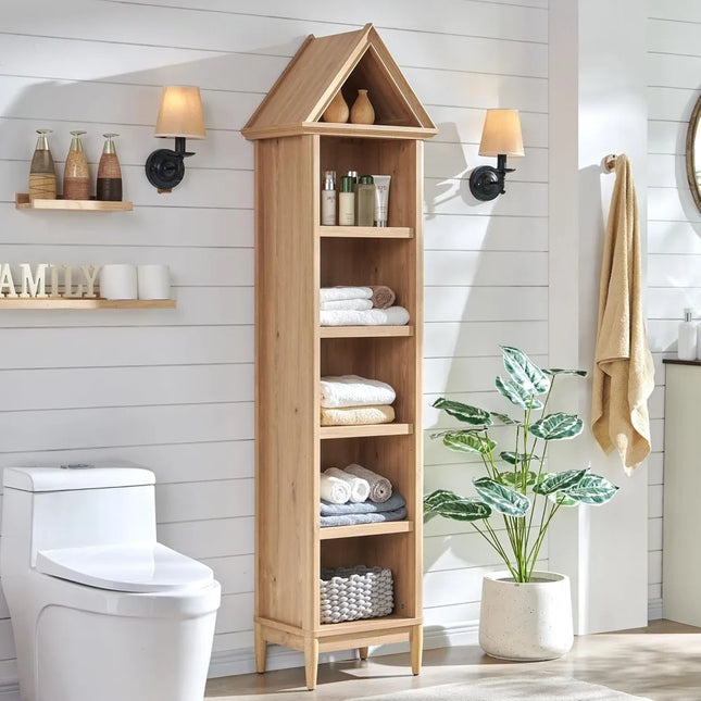 FurnitureZ l  75.9" Tall Farmhouse Bookcase for Living Room, Bedroom, Home Office, Children