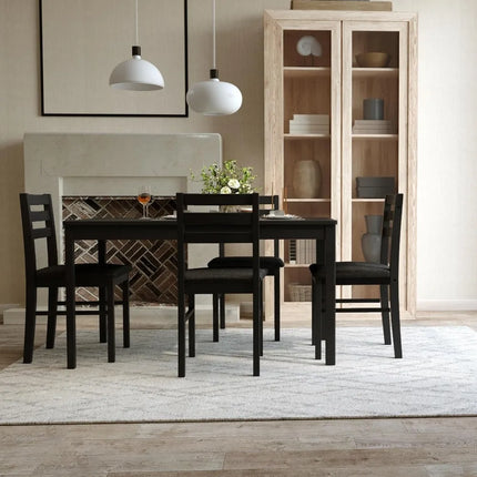 FurnitureZ l  5-Piece Solid Wood Indoor Modern Rectangular Dining Table Set for Dining Room