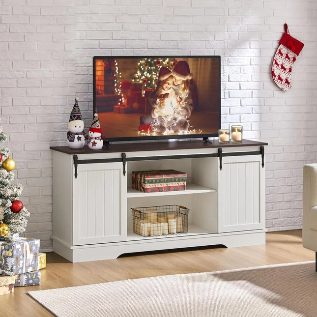 FurnitureZ l  Farmhouse Style TV Stand for Living Room, Bedroom