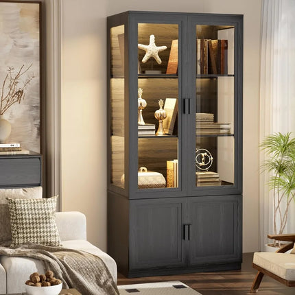 FurnitureZ l  67" Tall Acrylic Door Display Cabinet for Living Room, Dining Room