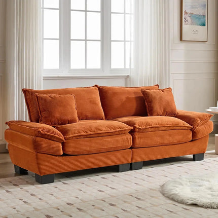 FurnitureZ l  Modern 84" Corduroy Loveseat Sofa for Living Room