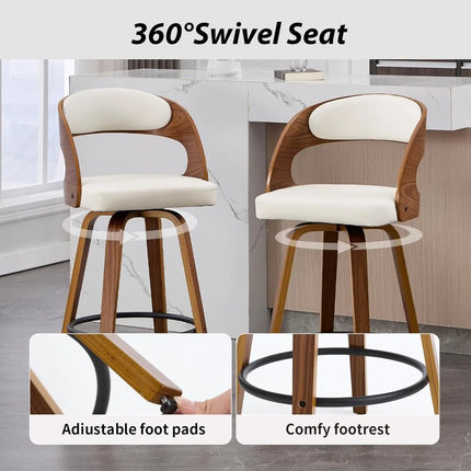 FurnitureZ l  26" Swivel Bar Stools Set of 2 for Dining Room