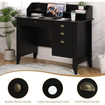 FurnitureZ l Black Desk for Home Office