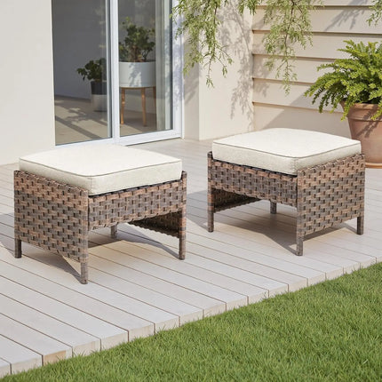 FurnitureZ l  Outdoor Patio Couch Wicker Sofa with Rattan Side Table