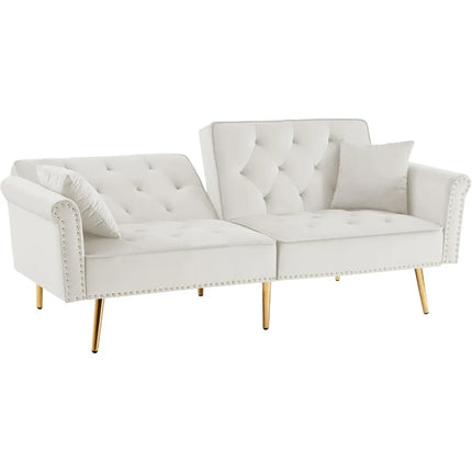 FurnitureZ l  69.6" Velvet Tufted Convertible Sofa Bed for Living Room
