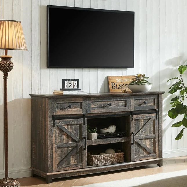 FurnitureZ l  65" TV Stand Farmhouse Style Entertainment Center for Living Room