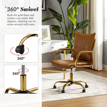 FurnitureZ l Faux Leather Home Office Desk Chair