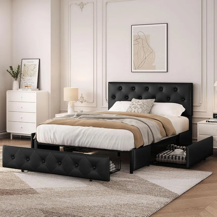 FurnitureZ l  Queen Platform Bed Frame for Bedroom