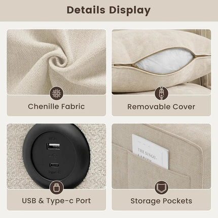 FurnitureZ l  102" Convertible Sectional Sofa Couch for Living Room