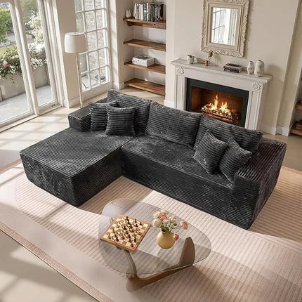 FurnitureZ l  108" L Shaped Modular Sofa Cloud Couch with Left Facing Chaise for Living Room
