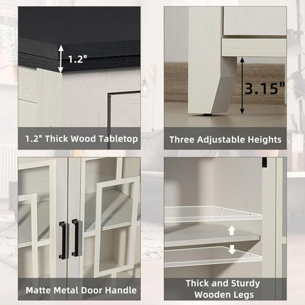 FurnitureZ l  63" Large Sideboard Buffet Cabinet with Storage for Dining Room