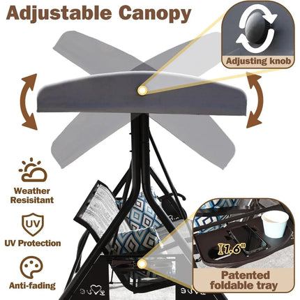 FurnitureZ l  3 Person Patio Swing Outdoor Swing for Outdoor