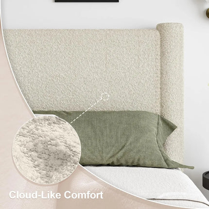 FurnitureZ l  Upholstered Platform Bed with Headboard for Bedroom