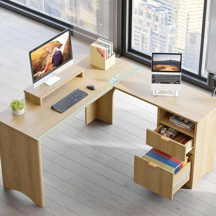 FurnitureZ l  55.7 x 55 Office Computer Desk with Round Corners for Home Office