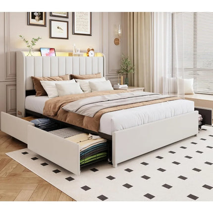 FurnitureZ l  Queen Size Upholstered Bed Frame for Bedroom