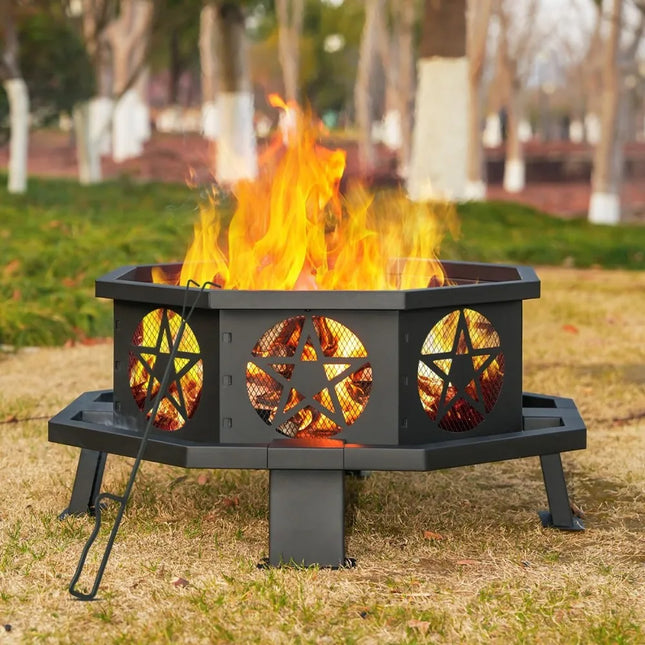 FurnitureZ l  32" Small Octagonal Fire Pit for Outdoor