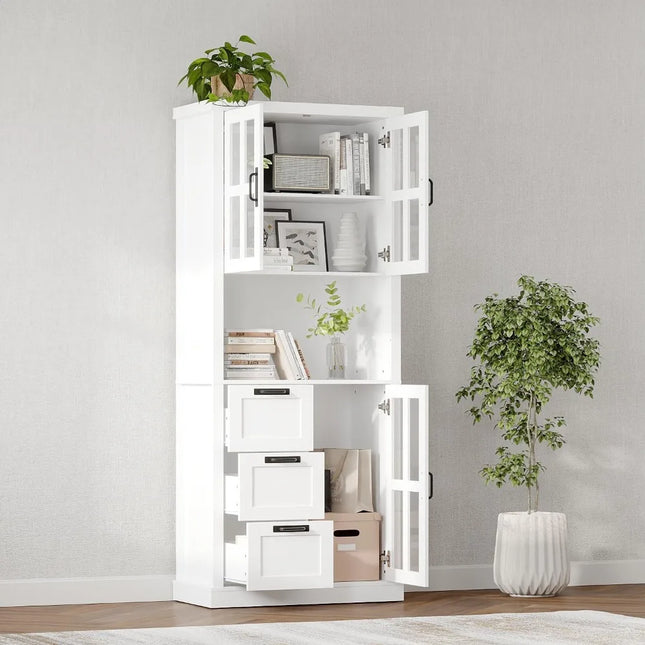 FurnitureZ l  Three-Door Glass Curio Cabinet for Living Room