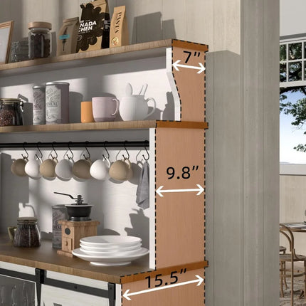 FurnitureZ l  55" Farmhouse Coffee Bar Cabinet for Dining Room