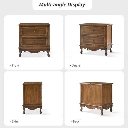 FurnitureZ l  Vintage Solid Wood Nightstand Table for Living Room, Bedroom