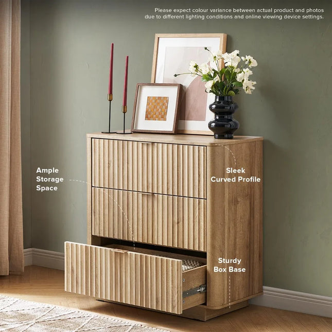 FurnitureZ l  Brooklyn 3 Drawer Dresser for Bedroom, Living Room
