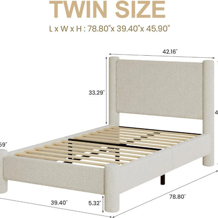 FurnitureZ l  Upholstered Platform Bed with Headboard for Bedroom