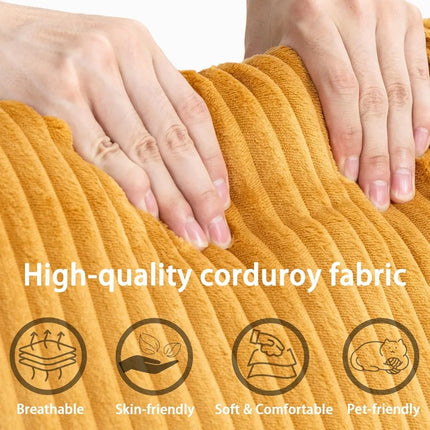 FurnitureZ l  110" Corduroy Compressed Modular Sectional Sofa for Living Room