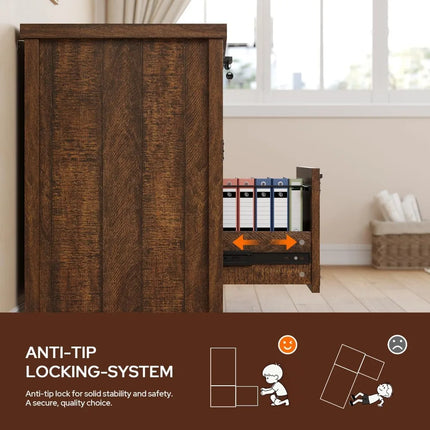 FurnitureZ l  2 Drawer Farmhouse File Cabinet for Home Office