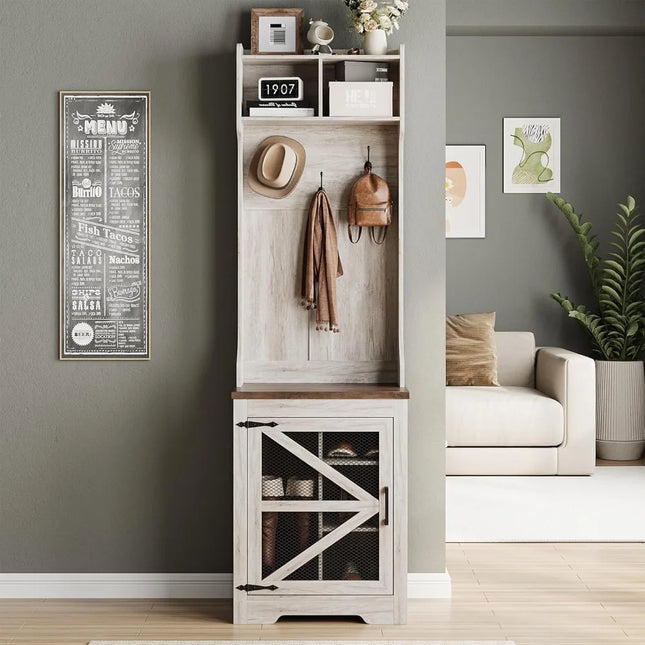 FurnitureZ l  Maupvit Entryway Hall Tree with Shoe Storage