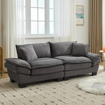 FurnitureZ l  Modern 84" Corduroy Loveseat Sofa for Living Room