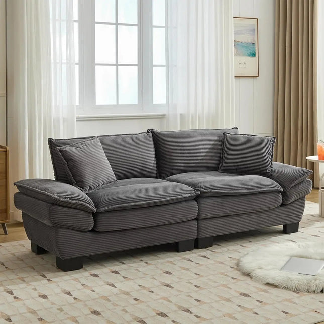 FurnitureZ l  Modern 84" Corduroy Loveseat Sofa for Living Room