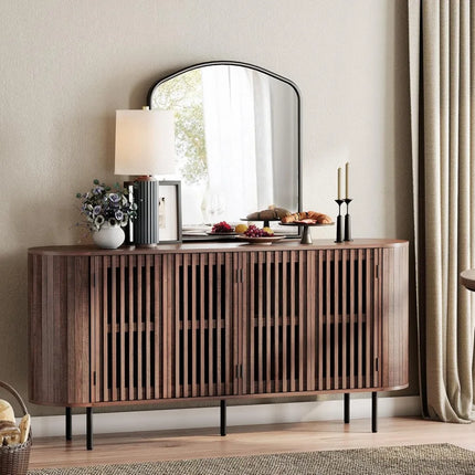 FurnitureZ l  Fluted Door Sideboard Buffet Cabinet, TV Stand for Living Room, Dining Room