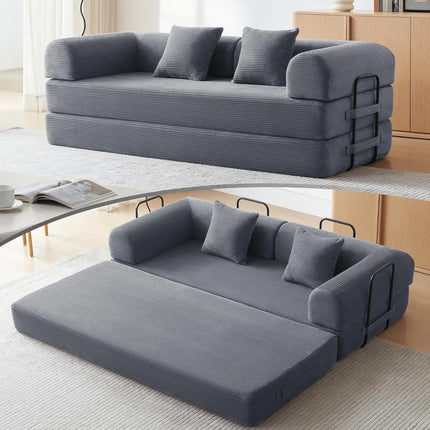 FurnitureZ l  Corduroy Sleeper Sofa Bed with Fixed Frame for Bedroom