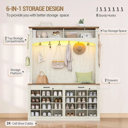 FurnitureZ l  Farmhouse Style Entryway Furniture with Bench, Shoe Storage