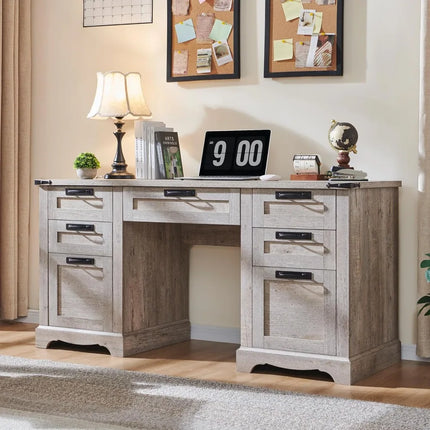 FurnitureZ l  60" Farmhouse Executive Desk for Home Office