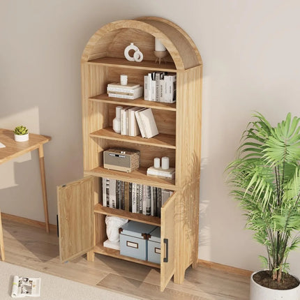 FurnitureZ l  71" Tall Arched Bookcase with Storage for Living Room, Bedroom, Home Office