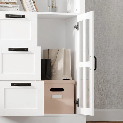 FurnitureZ l  Three-Door Glass Curio Cabinet for Living Room